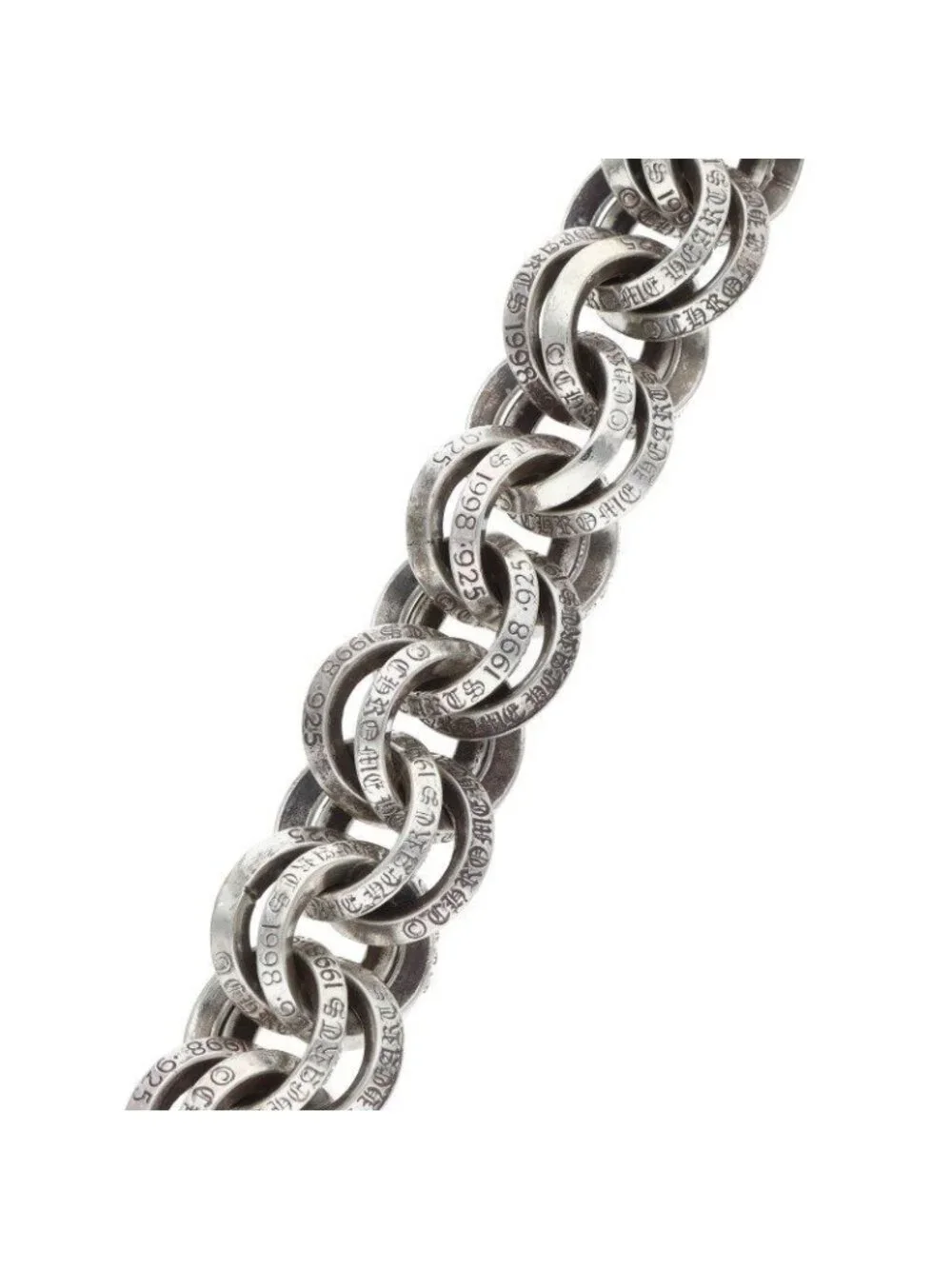 Chrome Hearts 2 Double B Ring Silver Bracelet
